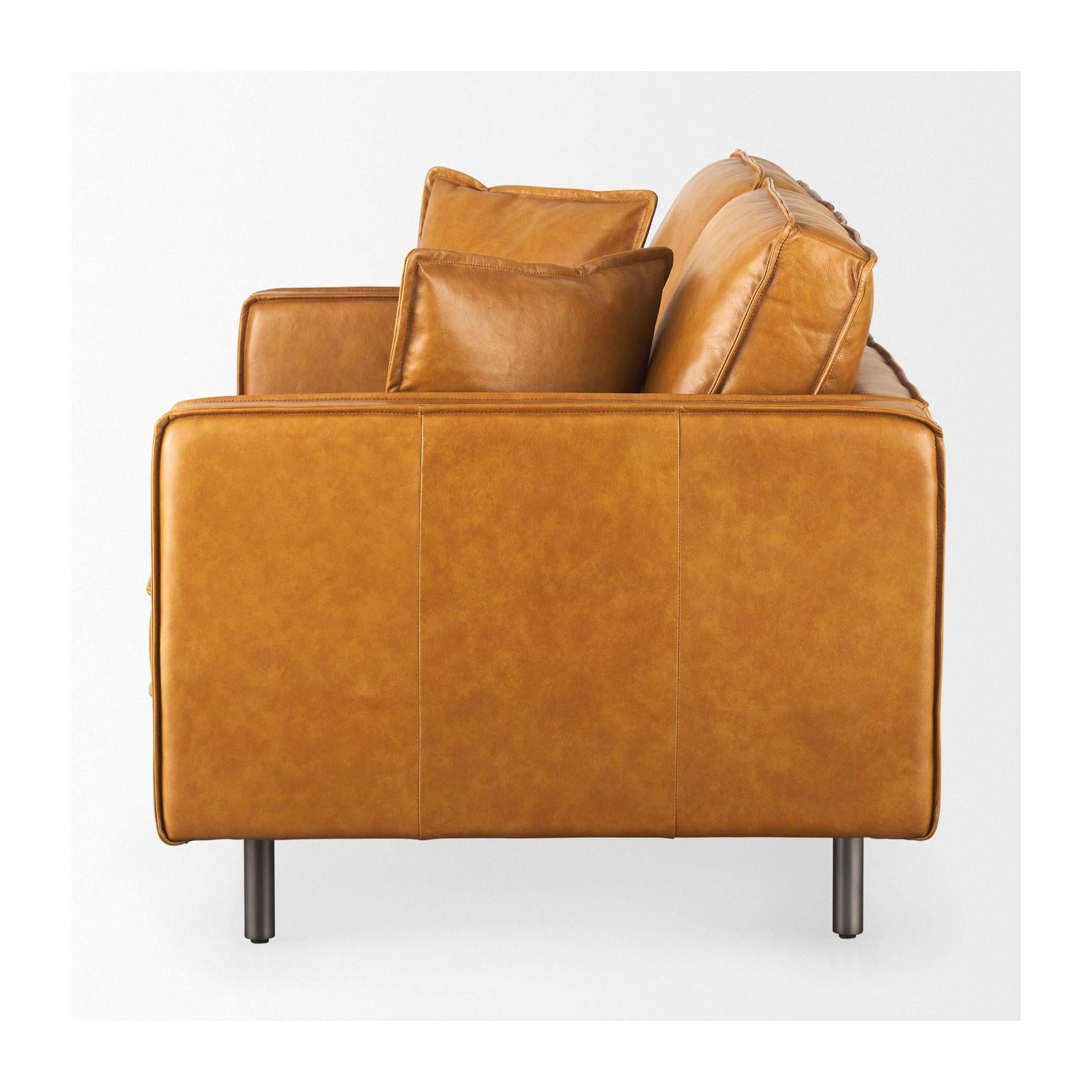 Mercana D'Arcy Tan Leather Love Seat Clearance
