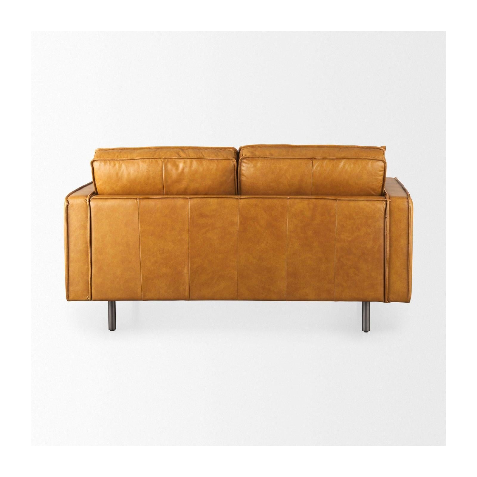 Mercana D'Arcy Tan Leather Love Seat Clearance