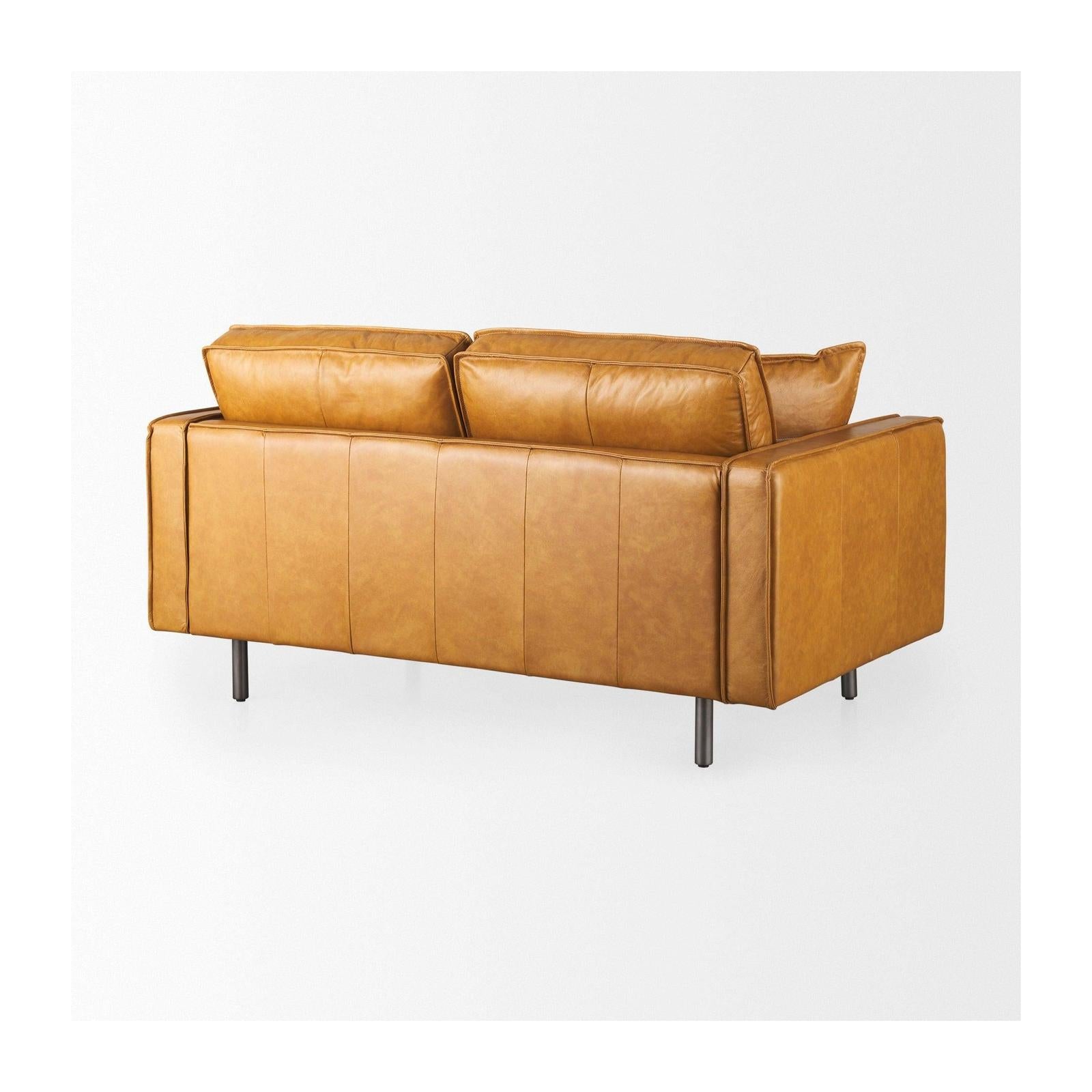 Mercana D'Arcy Tan Leather Love Seat Clearance