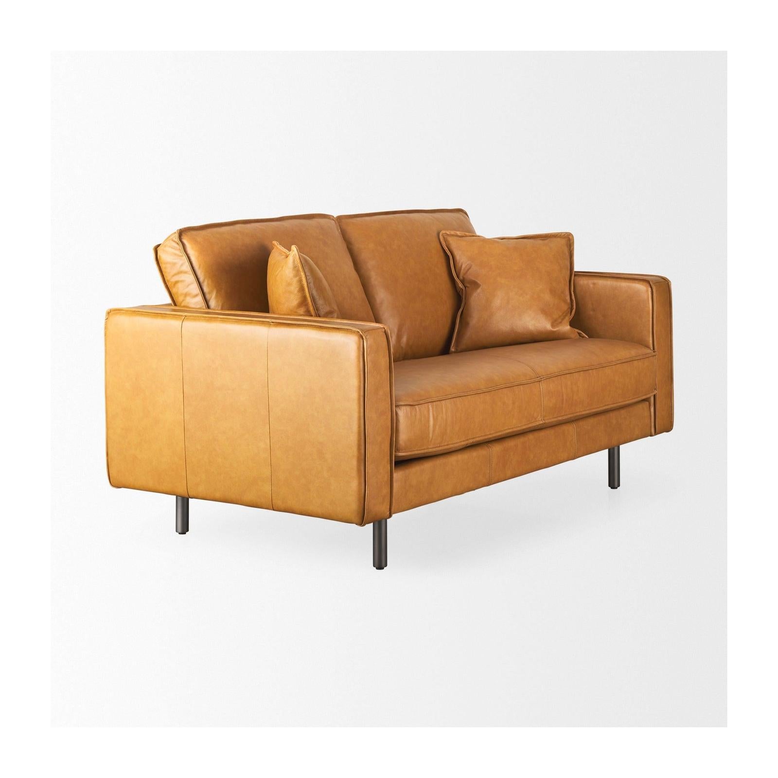 Mercana D'Arcy Tan Leather Love Seat Clearance