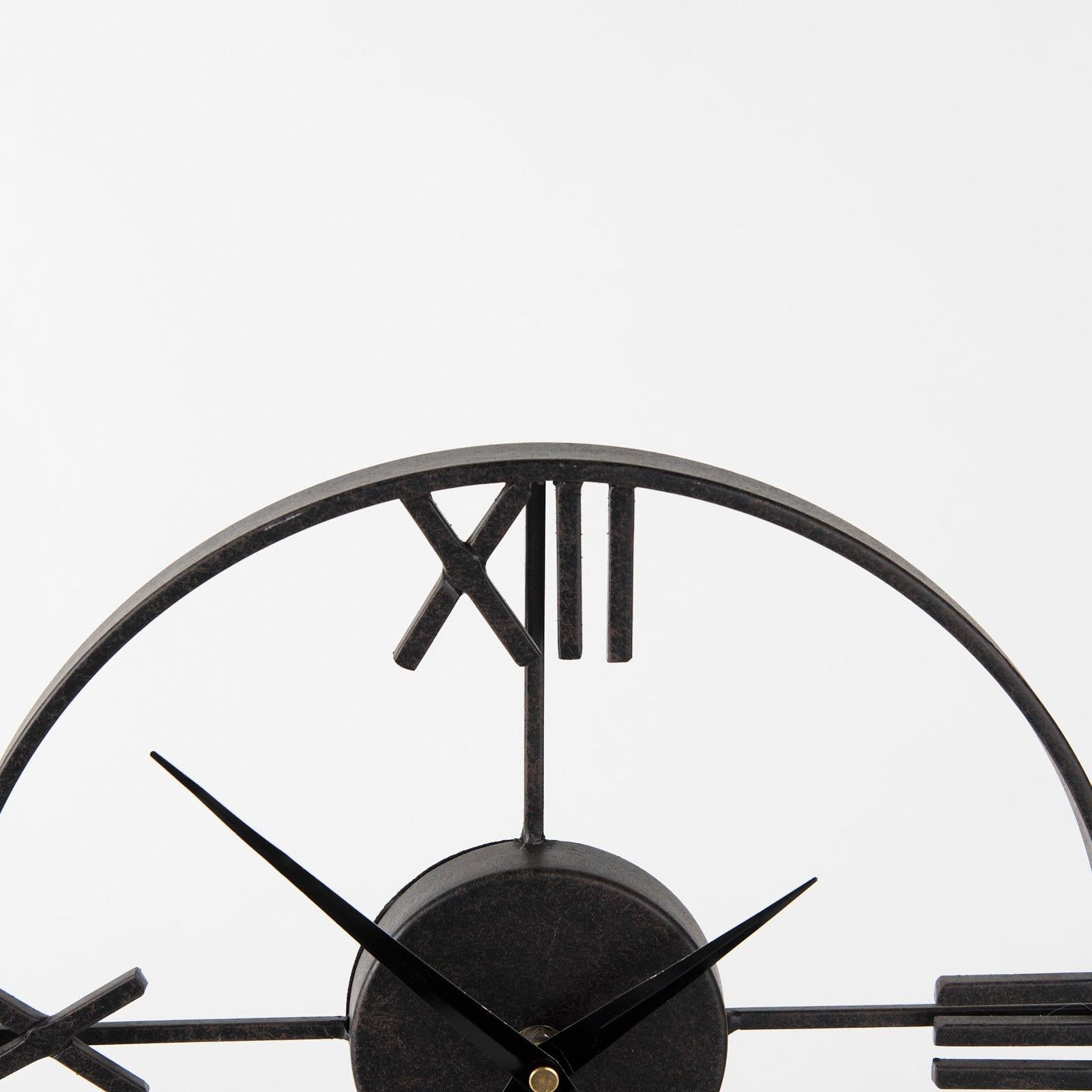 Mercana Oris Black Metal/Wood Open Frame Table Clock