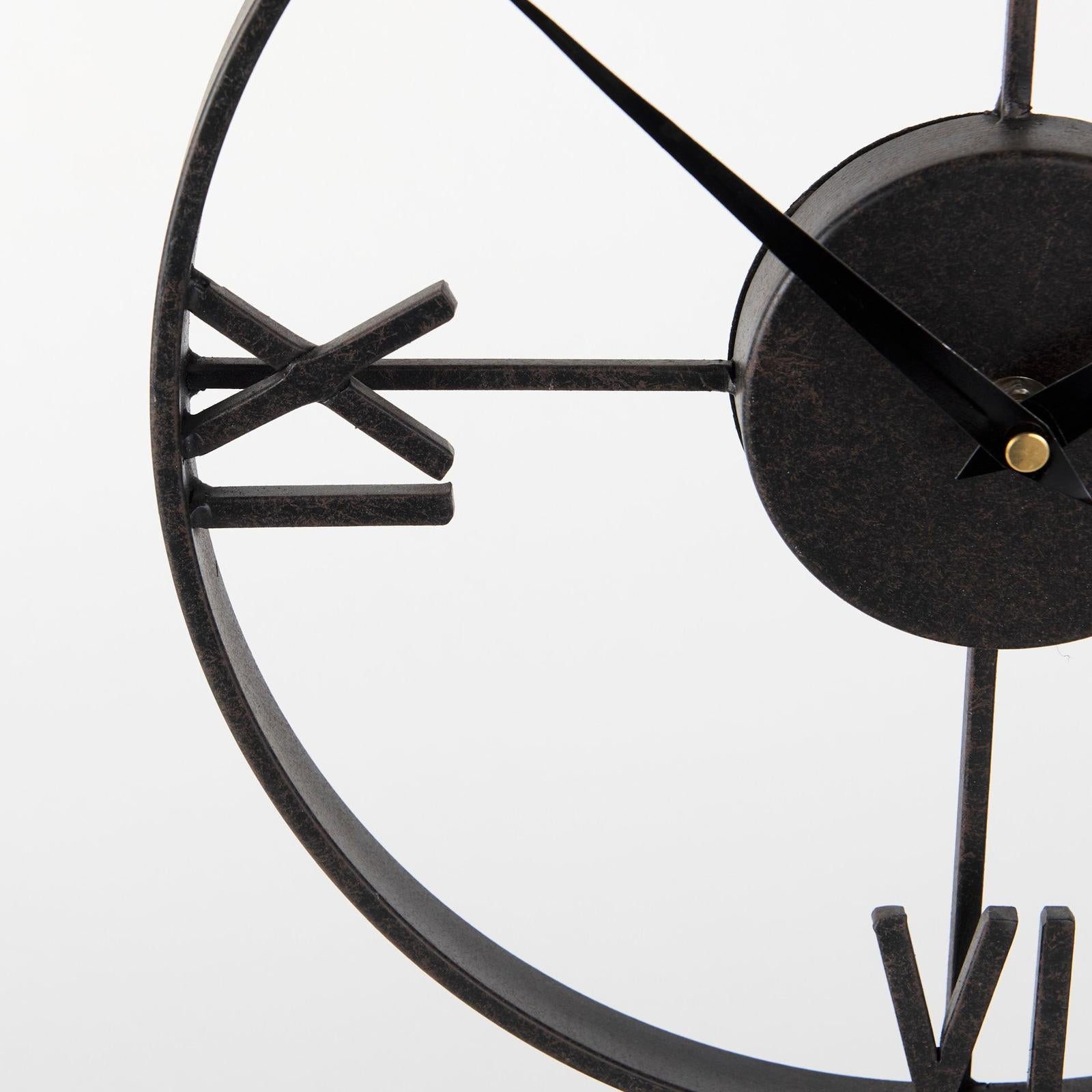 Mercana Oris Black Metal/Wood Open Frame Table Clock