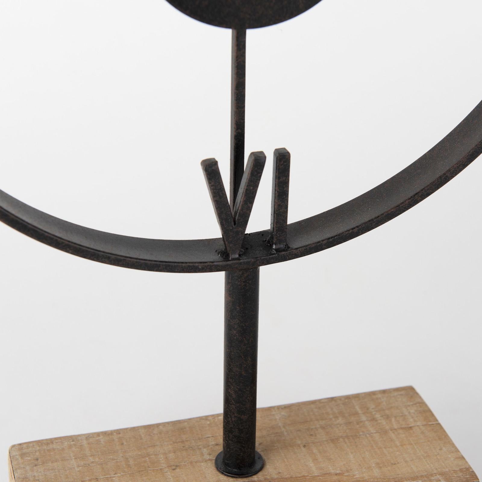 Mercana Oris Black Metal/Wood Open Frame Table Clock