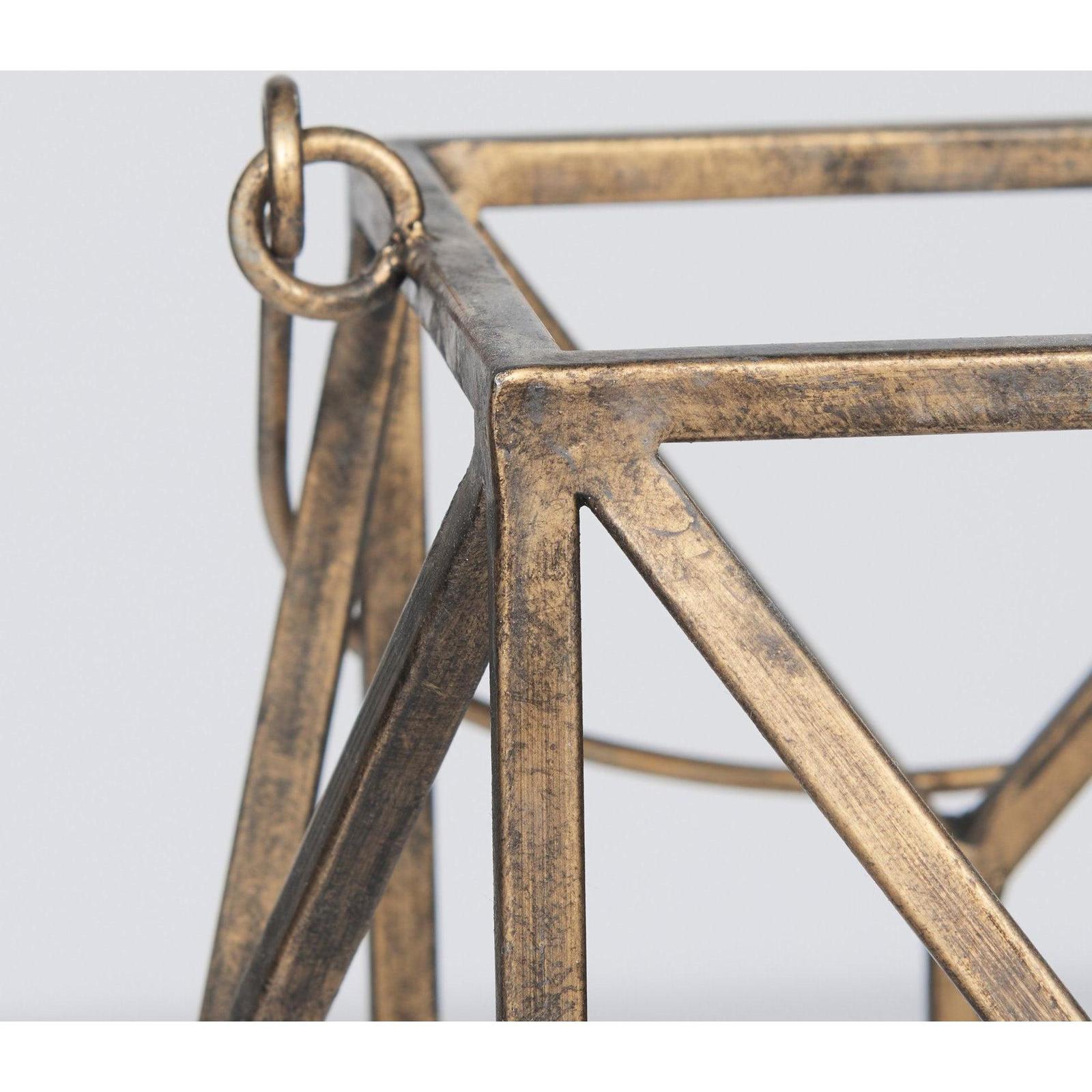 Mercana Ivy Gold Metal Geometric Cage Candle Holder Lantern Clearance
