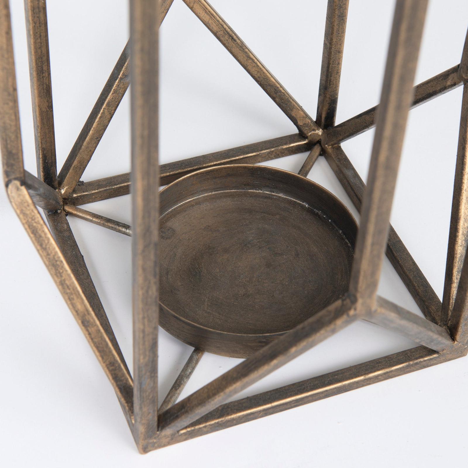 Mercana Ivy Gold Metal Geometric Cage Candle Holder Lantern Clearance