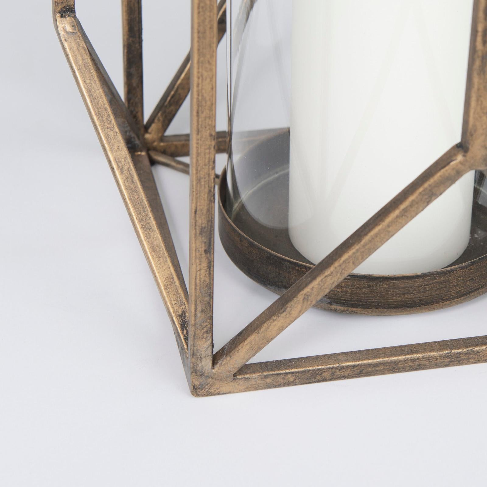 Mercana Ivy Gold Metal Geometric Cage Candle Holder Lantern Clearance