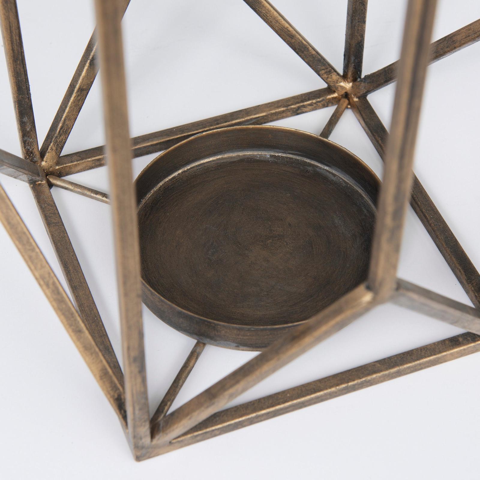 Mercana Ivy Gold Metal Geometric Cage Candle Holder Lantern Clearance