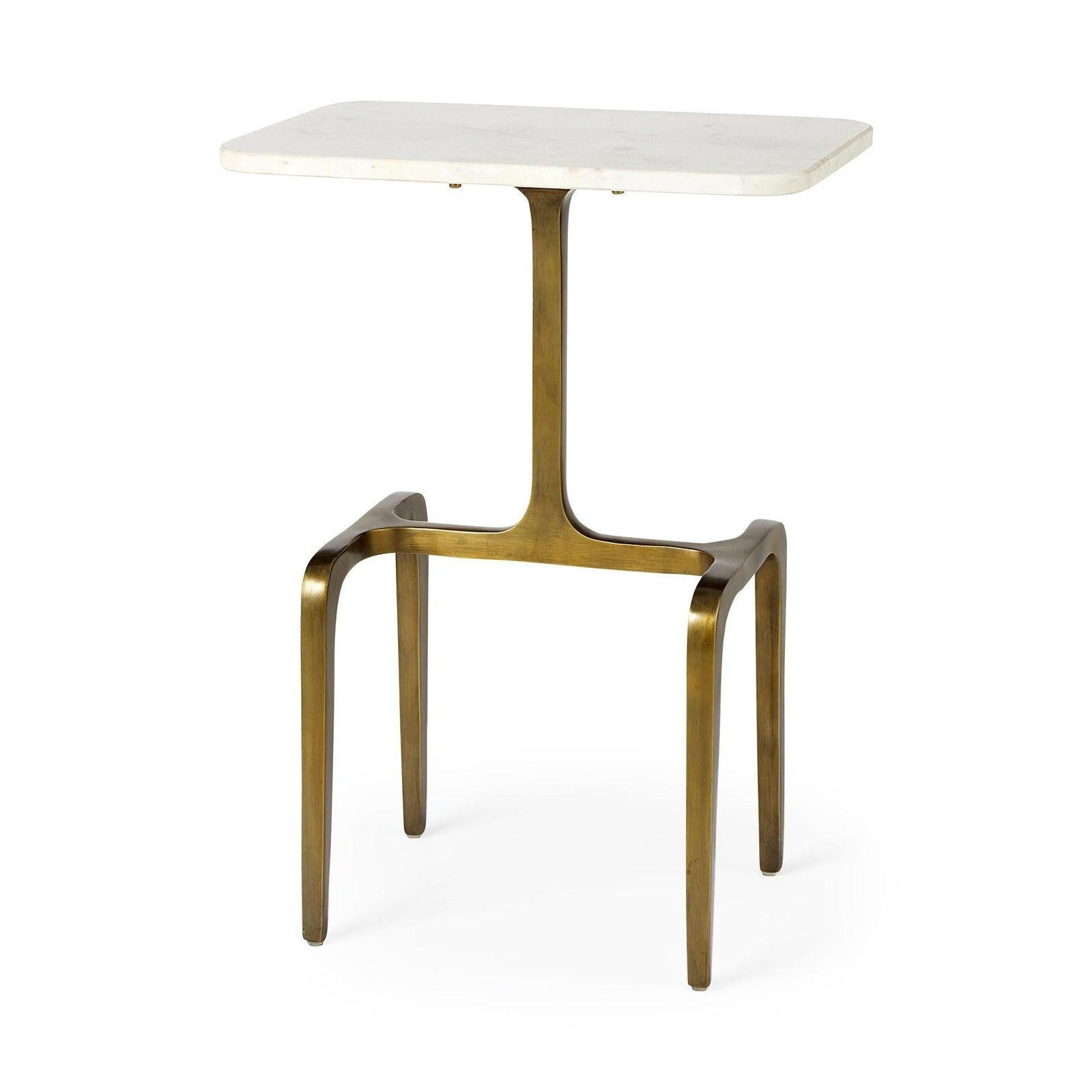 Mercana Preston White Marble Top Accent Table