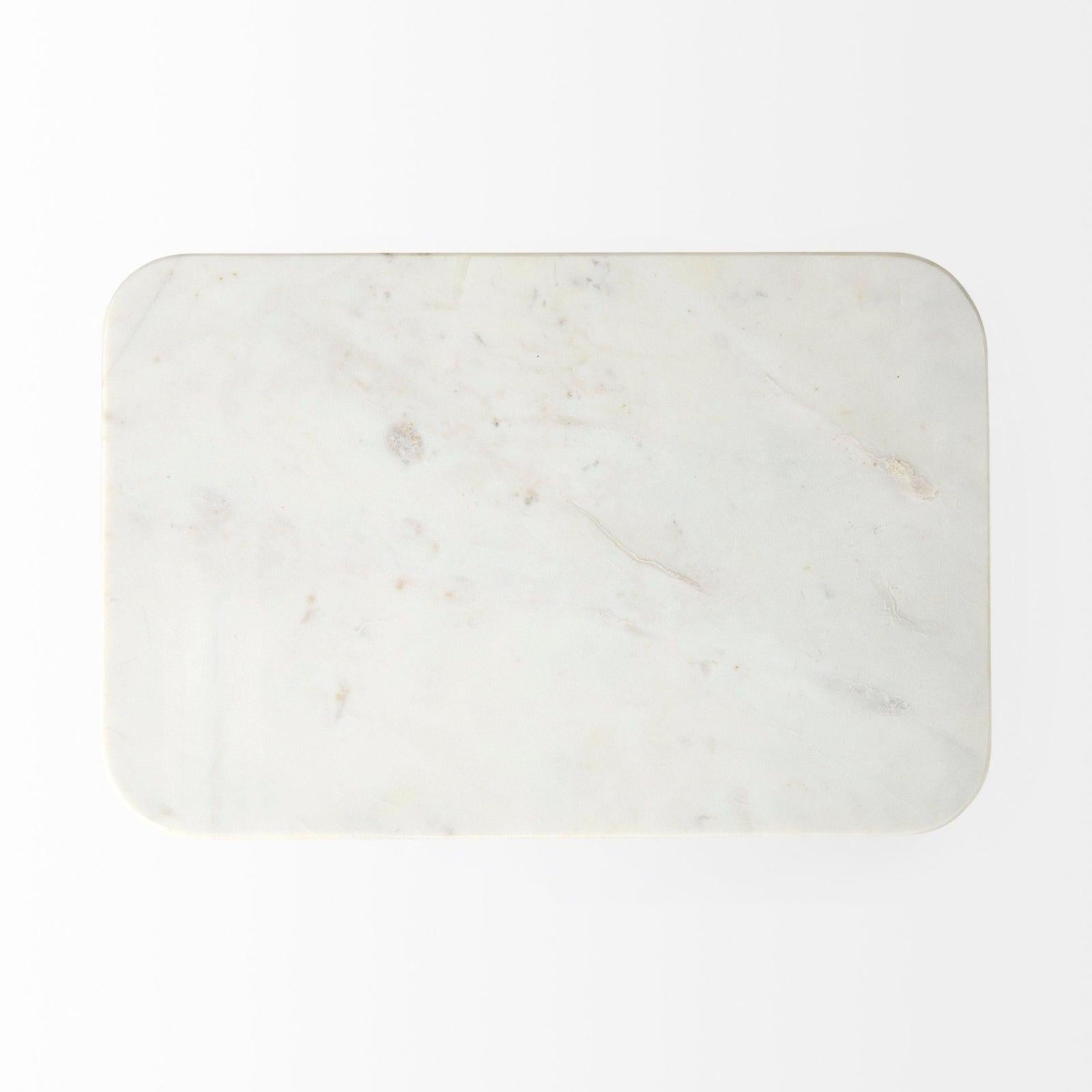 Mercana Preston White Marble Top Accent Table