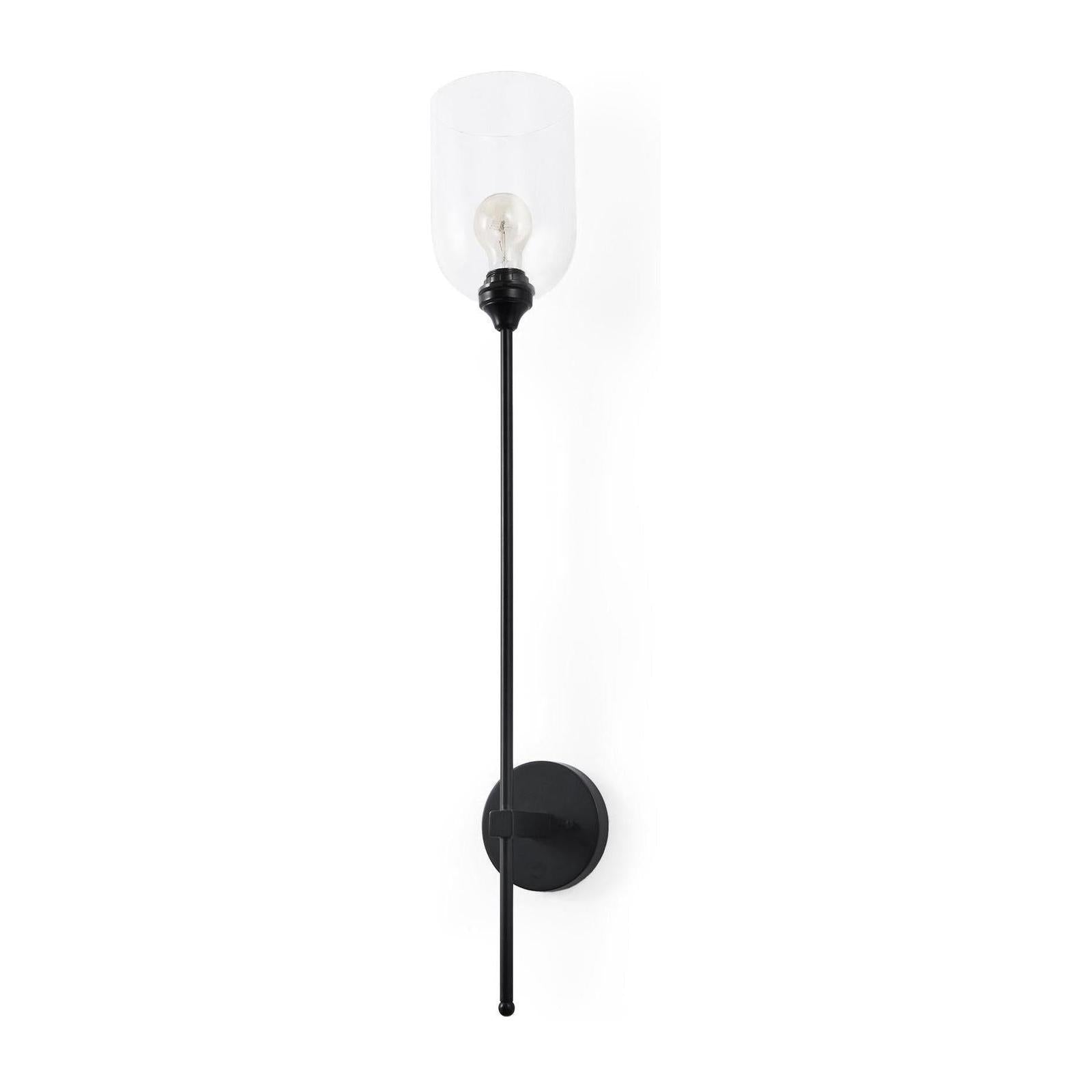Mercana Clyde Matte Black W/Glass Round Wall Sconce Clearance