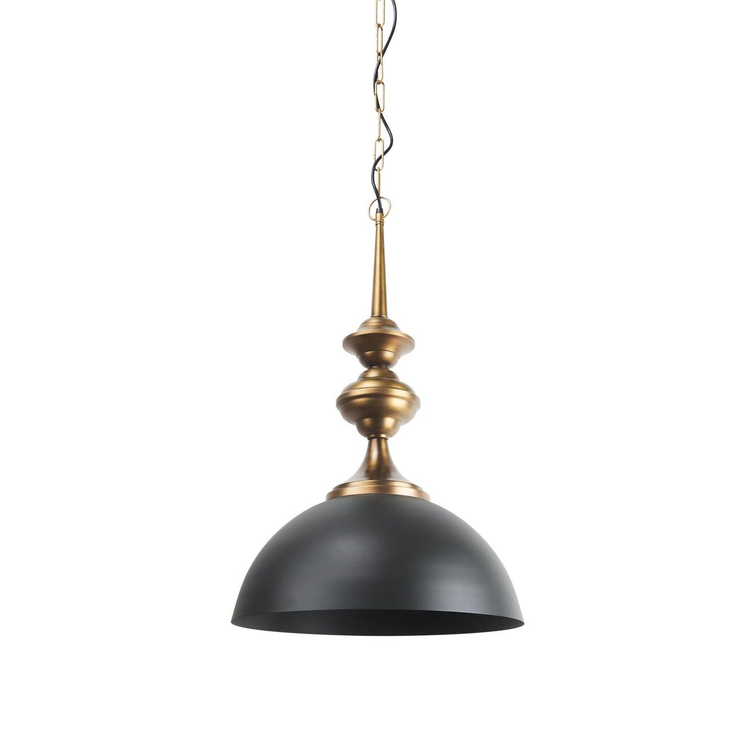Mercana Willson Black Iron W/Antique Brass Dome Pendant Light