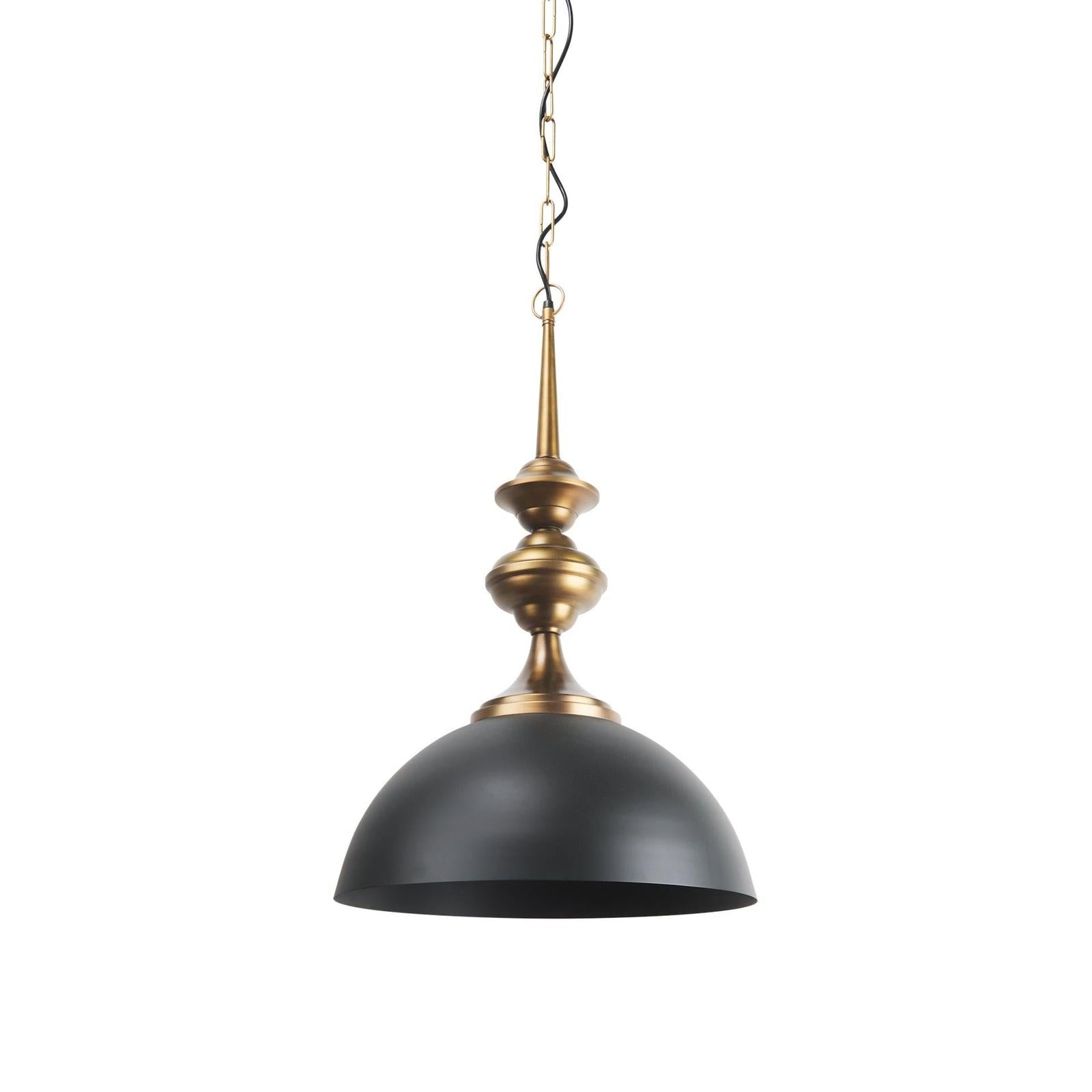 Mercana Willson Black Iron W/Antique Brass Dome Pendant Light