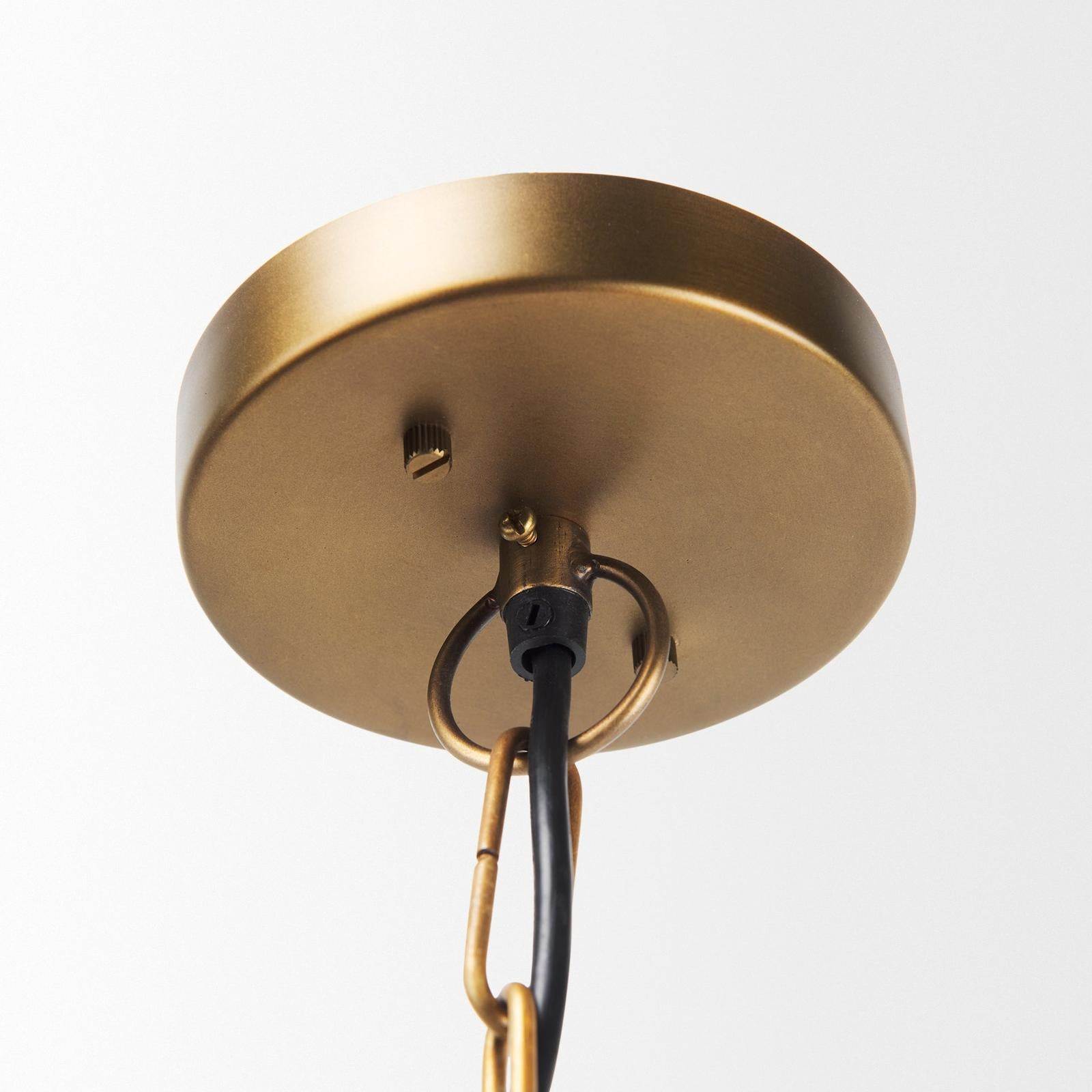 Mercana Willson Black Iron W/Antique Brass Dome Pendant Light