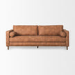 Mercana Loretta Cognac Brown Faux Leather 3- Seater Sofa with Two Bolster Cushions Clearance
