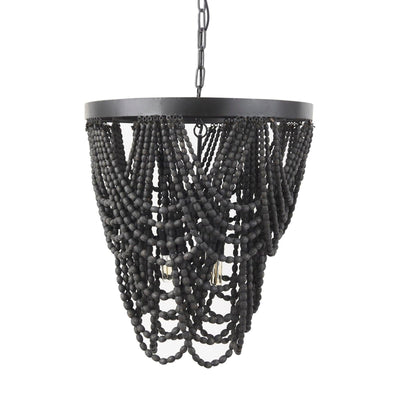 Mercana Pendra Wooden Bead Three Bulb Chandelier