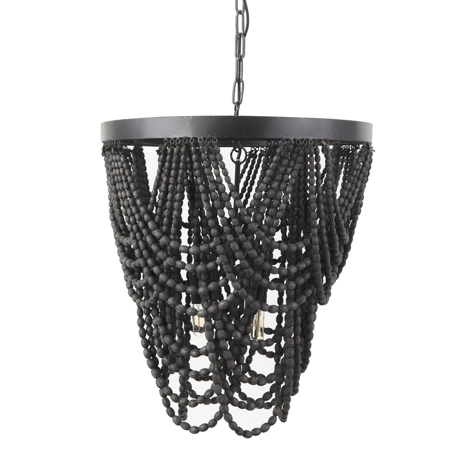Mercana Pendra Wooden Bead Three Bulb Chandelier