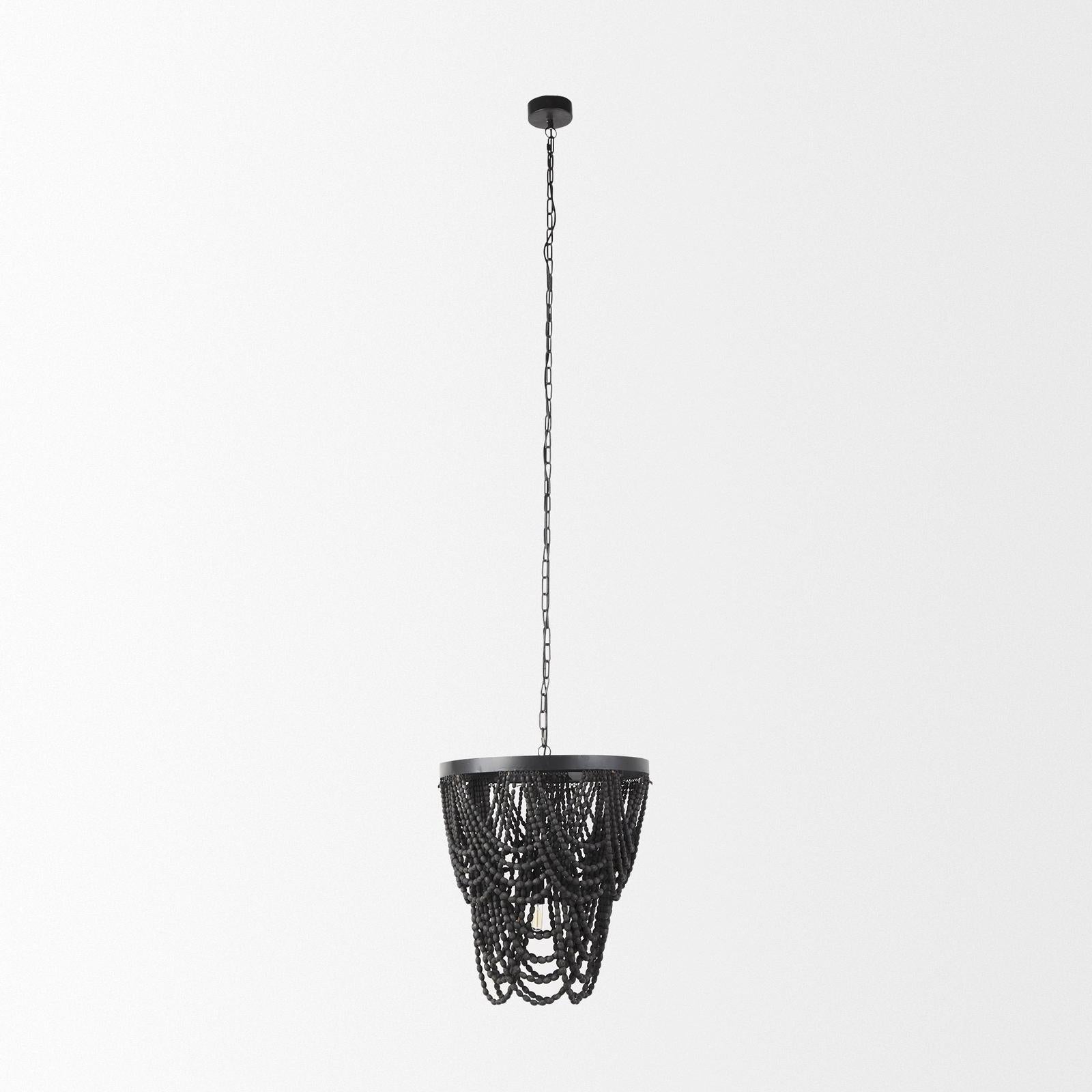 Mercana Pendra Wooden Bead Three Bulb Chandelier