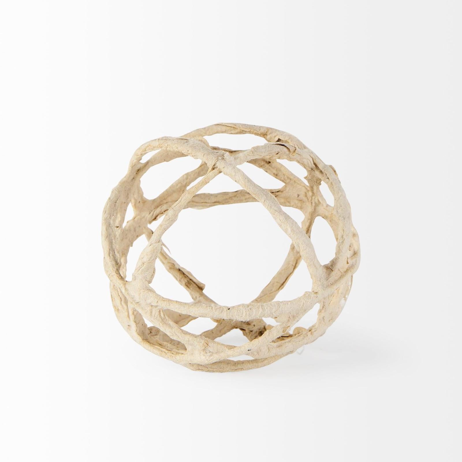 Mercana Kali Small Beige Decorative Metal and Paper Object Clearance