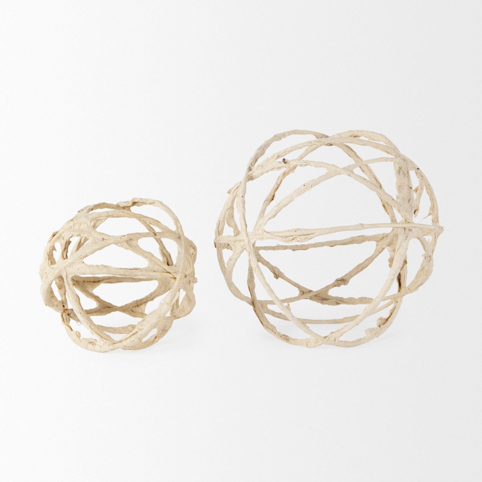 Mercana Kali Small Beige Decorative Metal and Paper Object Clearance