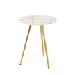 Mercana Vivienne White Marble W/Antique Gold Metal Round Side Table Clearance