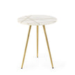 Mercana Vivienne White Marble W/Antique Gold Metal Round Side Table Clearance