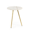 Mercana Vivienne White Marble W/Antique Gold Metal Round Side Table Clearance