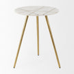 Mercana Vivienne White Marble W/Antique Gold Metal Round Side Table Clearance