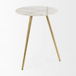 Mercana Vivienne White Marble W/Antique Gold Metal Round Side Table Clearance
