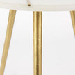 Mercana Vivienne White Marble W/Antique Gold Metal Round Side Table Clearance