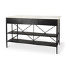 Mercana Amika White Marble Top Black Metal Base Kitchen Island