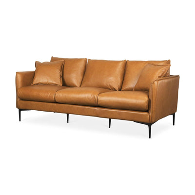 Mercana Lake Como Tan Leather Three Seater Sofa Clearance