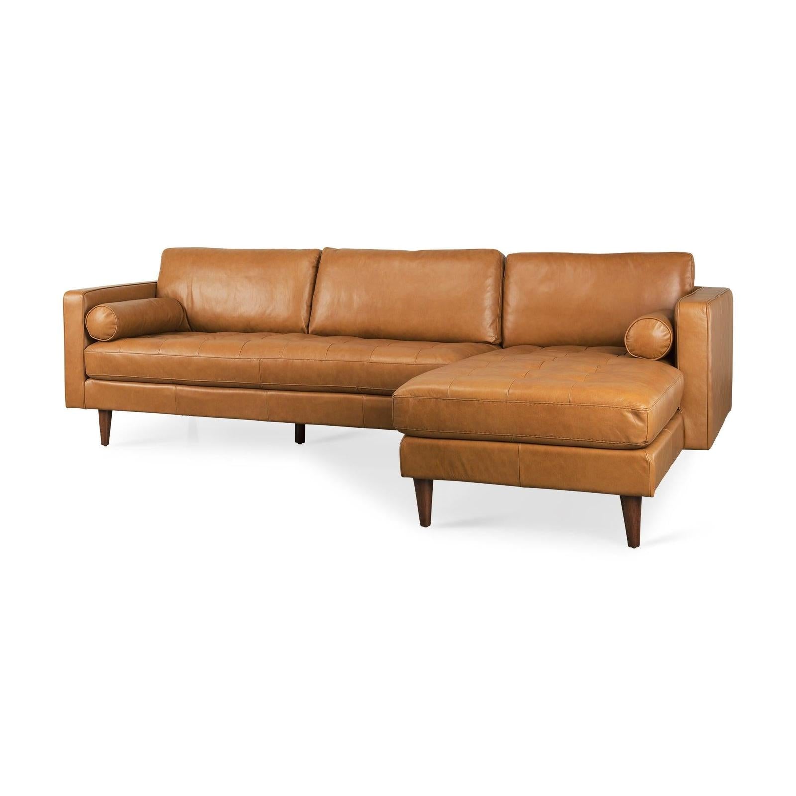 Mercana Svend Tan Leather Chaise Sectional Clearance