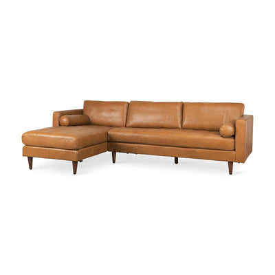 Mercana Svend Tan Leather Chaise Sectional Clearance