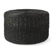 Mercana Dina Black Cornhusk and Water Hyacinth Round Pouf