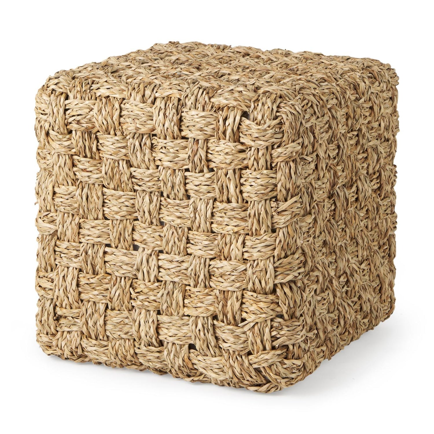 Mercana Adele Medium Brown Seagrass Woven Square Pouf