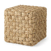 Mercana Adele Medium Brown Seagrass Woven Square Pouf