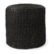 Mercana Dina Black Cornhusk and Water Hyacinth Round Pouf
