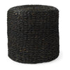 Mercana Dina Black Cornhusk and Water Hyacinth Round Pouf