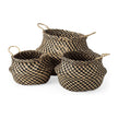 Mercana Gaia Light and Dark Brown Cross Patterend Belly Seagrass Basket-Set of 3 Clearance