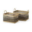 Mercana Nia Light Brown Seagrass Rectangular Basket with Handles- Set of 2