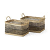 Mercana Nia Light Brown Seagrass Rectangular Basket with Handles- Set of 2