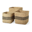 Mercana Cullen Grey Twisted Seagrass Square Basket-Set of 3 Clearance