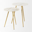 Mercana Vivienne White Marble W/Antique Gold Metal Round Side Table Clearance