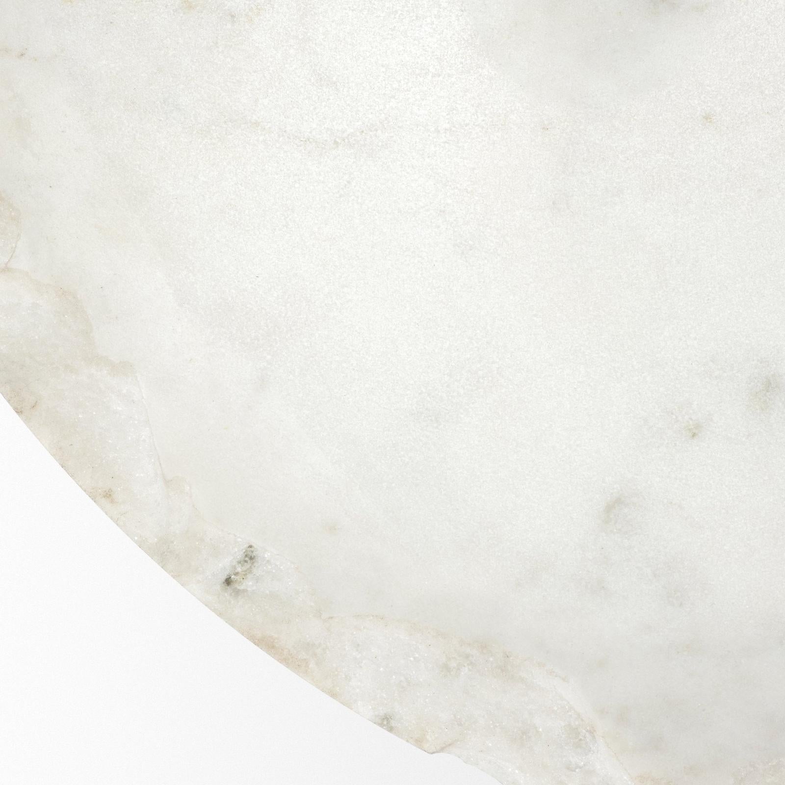 Mercana Reinhold Round Live-Edge Marble Top and Gold Metal Base Side/End Table