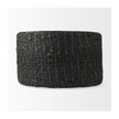 Mercana Dina Black Cornhusk and Water Hyacinth Round Pouf