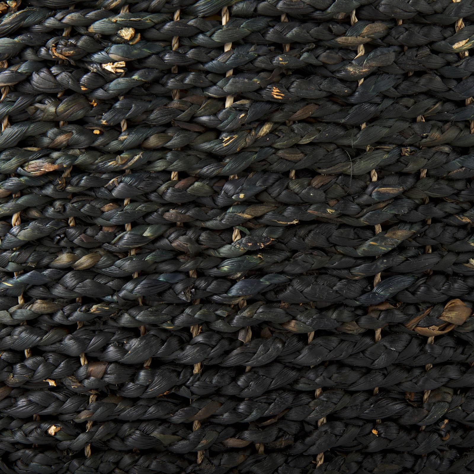 Mercana Dina Black Cornhusk and Water Hyacinth Round Pouf