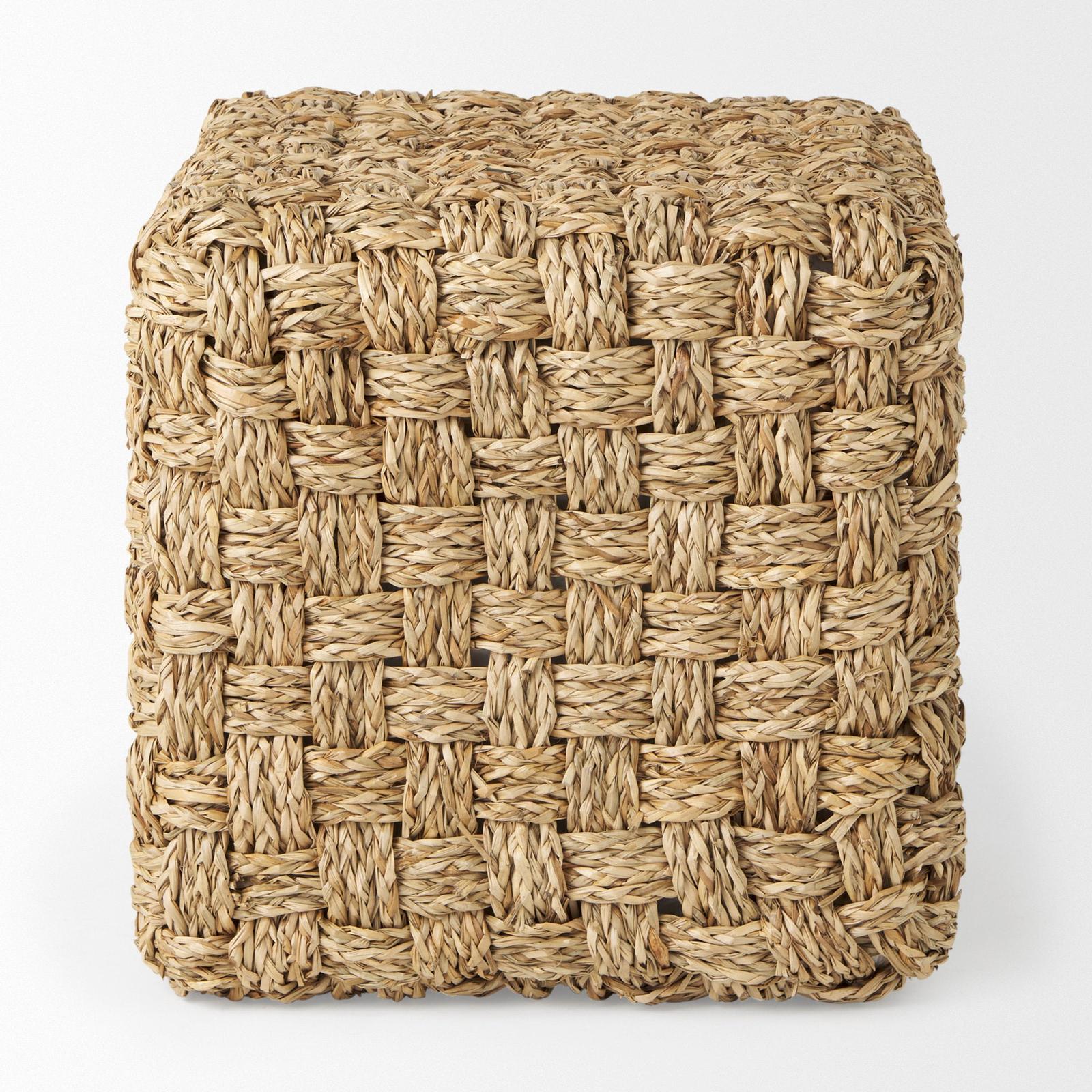 Mercana Adele Medium Brown Seagrass Woven Square Pouf
