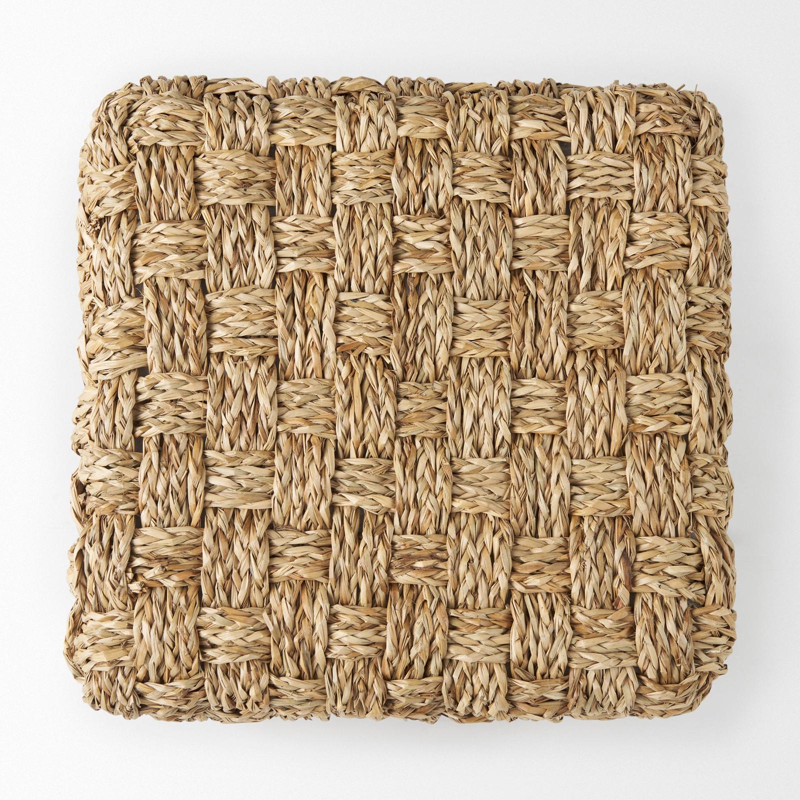 Mercana Adele Medium Brown Seagrass Woven Square Pouf
