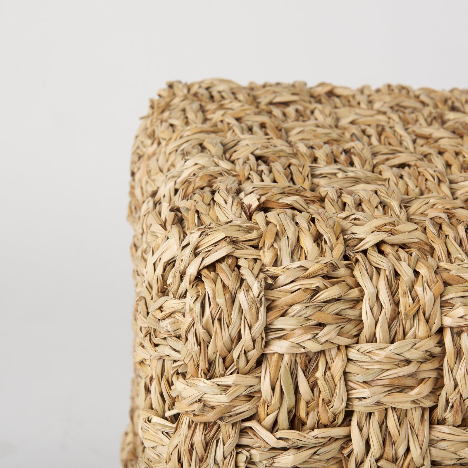 Mercana Adele Medium Brown Seagrass Woven Square Pouf
