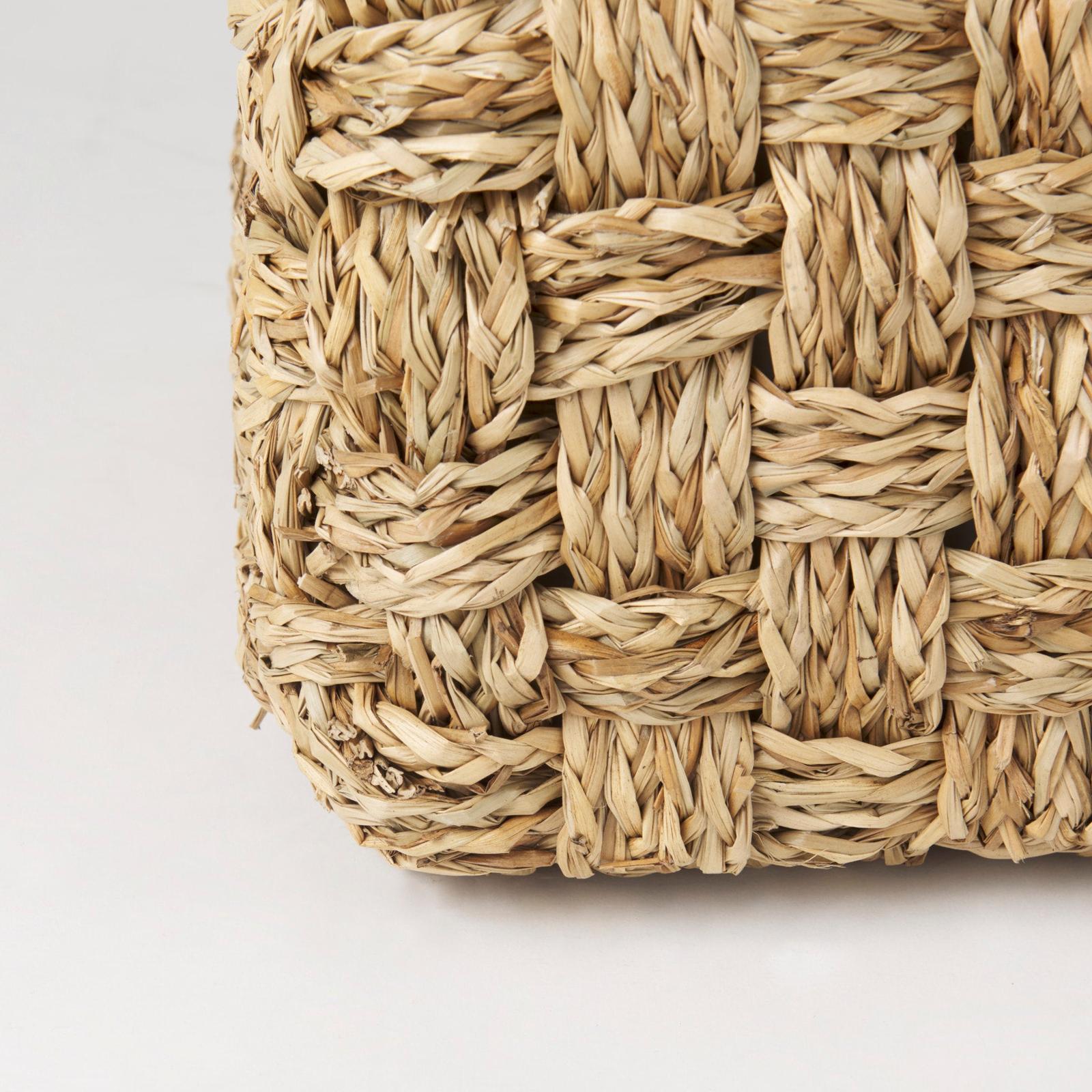 Mercana Adele Medium Brown Seagrass Woven Square Pouf
